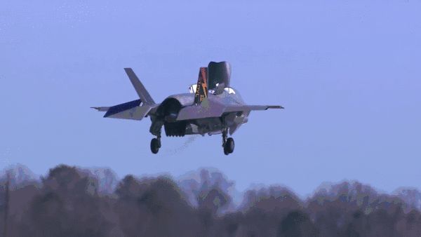 F-35B vertical landing GIF.