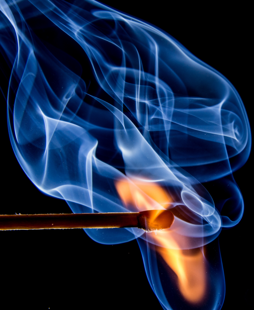 Match head combustion. ( The Match & the Flame )